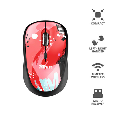 TRUST YVI WIRELESS MOUSE RED BRUSH  Default image