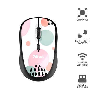 TRUST YVI WIRELESS MOUSE PINK CIRCLES  Default image